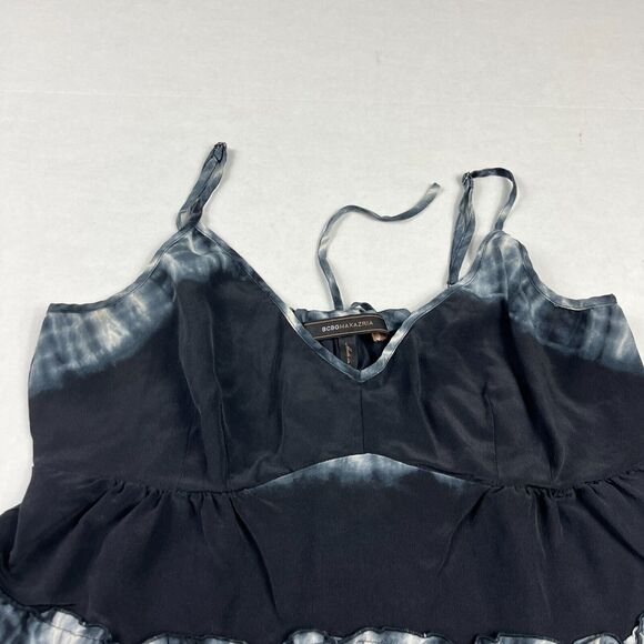 BCBGMaxazria Gisene Silk Tank Top Tie Dye Strappy Sleeve Ruffled Shirt SMALL - Picture 3 of 12